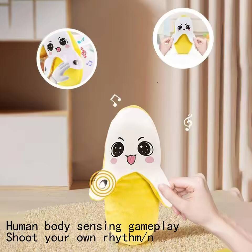 Banana Baby Beat Sensing Creative Fruit Novelty Parent-Child Musical Interactive Piano Toy Plush Doll Gift Encourage Sensory W260801 - view 3