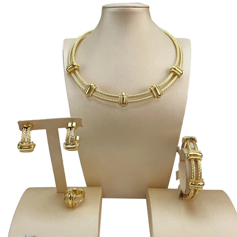 EMMA Brazilian Jewelry Sets For Women Dubai Gold Plated African Handmade Wedding Bridal Collection Bold Necklace FHK21000 260729