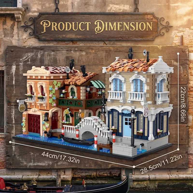 Venice Waterfront with LED Buildings Blocks the City of Water Street View Architecture Brick Model Kit Adults Kid Gift 4610PCS X260731 - view 7