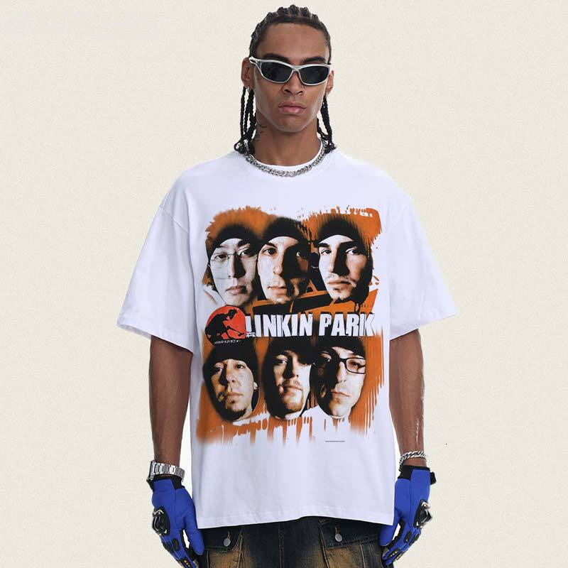 2026 washed T-Shirt Summer Linkin Park 230g Washed American Retro Drop-Shoulder Round-Neck Short Sleeve - view 3
