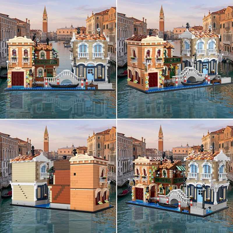 Venice Waterfront with LED Buildings Blocks the City of Water Street View Architecture Brick Model Kit Adults Kid Gift 4610PCS X260731 - view 5