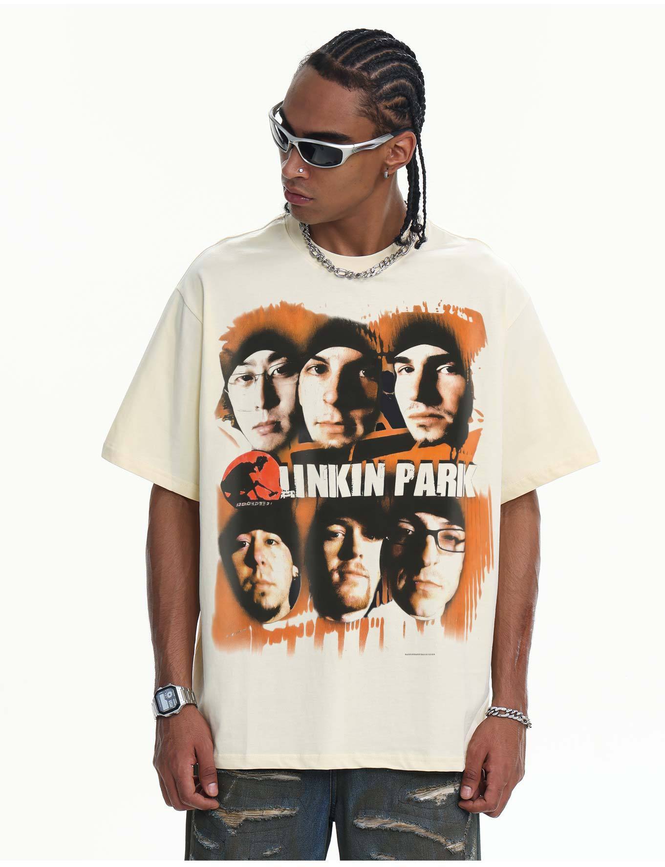 2026 washed T-Shirt Summer Linkin Park 230g Washed American Retro Drop-Shoulder Round-Neck Short Sleeve - view 8
