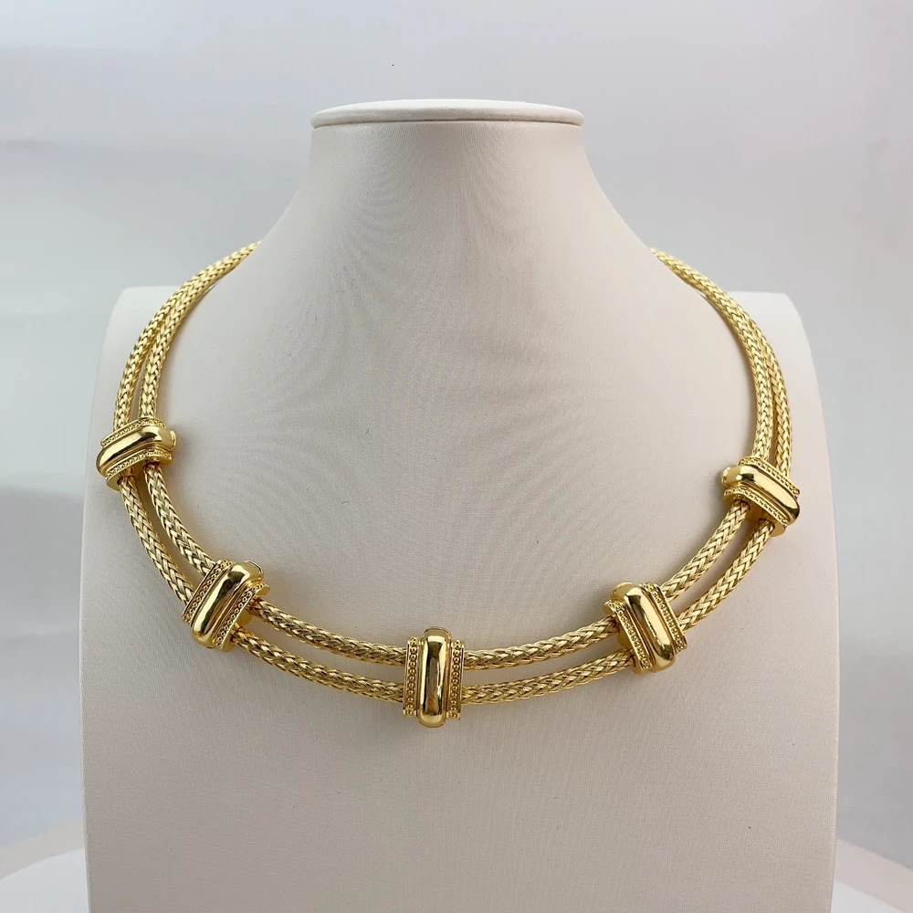 EMMA Brazilian Jewelry Sets For Women Dubai Gold Plated African Handmade Wedding Bridal Collection Bold Necklace FHK21000 260729 - view 3