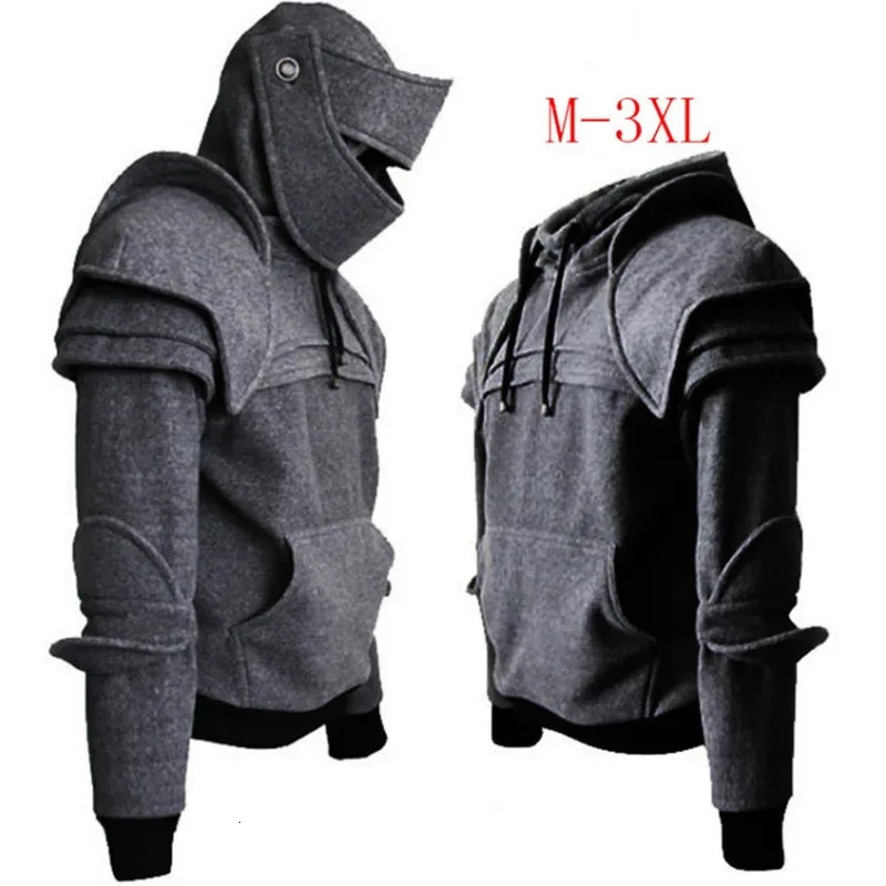 Felpa Casual Autunno Cavaliere Cavalier Collo Ad Anello Felpa Con Cappuccio Armatura Pullover Costume Di Halloween Streetwear Cappotto Con Coulisse-image