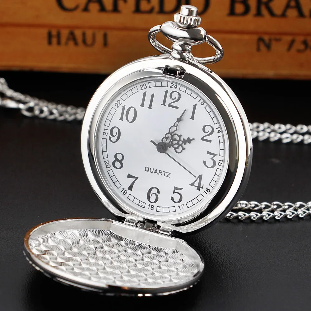 Retro Classic Silver Steampunk Pocket Watch Antique Vintage Quartz Chain Clock Pendant Jewelry Timepiece Gift for Women Men 260731 - view 5