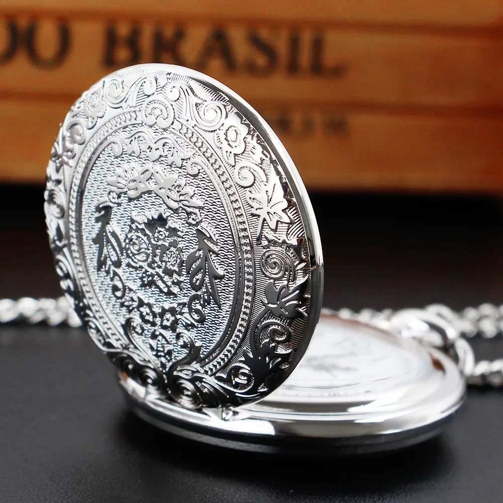 Retro Classic Silver Steampunk Pocket Watch Antique Vintage Quartz Chain Clock Pendant Jewelry Timepiece Gift for Women Men 260731 - view 4