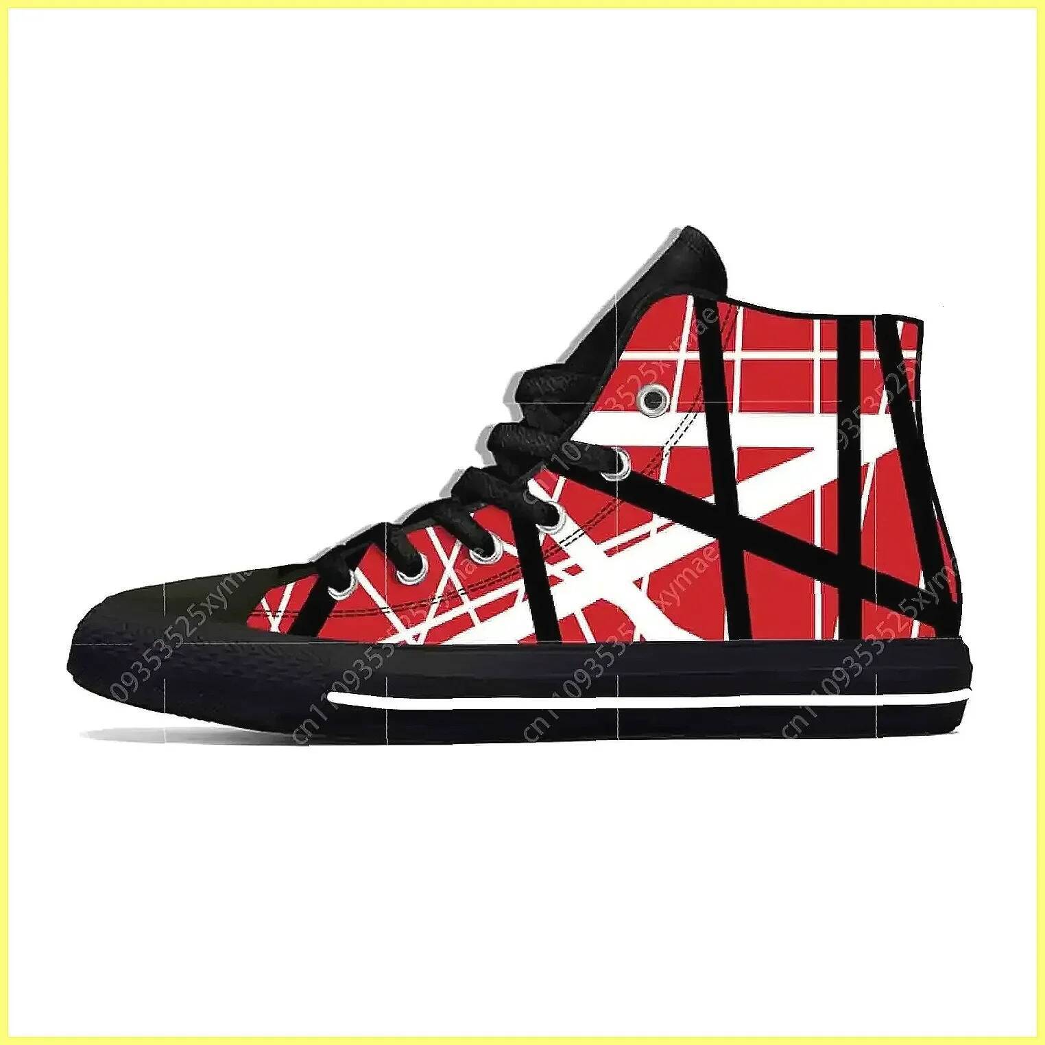 EVH 5150 Stripes Guitar Sneakers 3D Print Breathable High-Tops for Men & Women | Metal Rock Band Casual Shoes - view 3