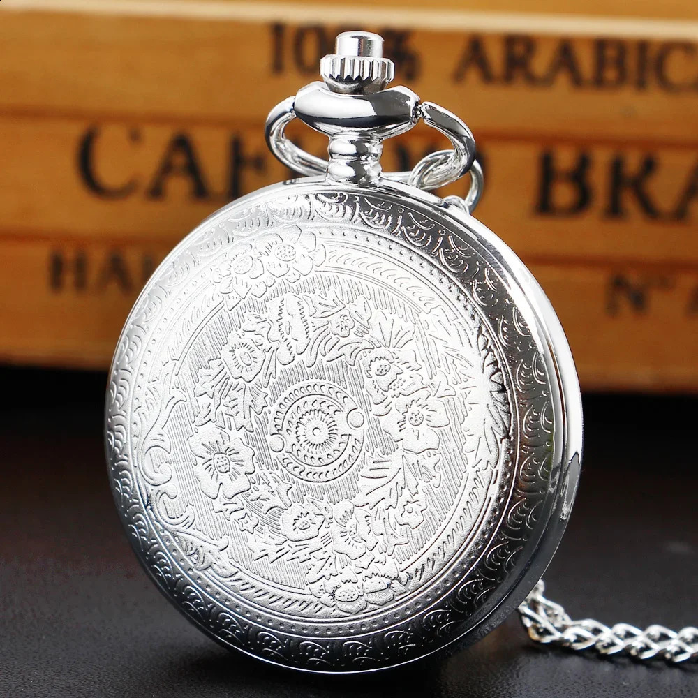 Retro Classic Silver Steampunk Pocket Watch Antique Vintage Quartz Chain Clock Pendant Jewelry Timepiece Gift for Women Men 260731 - view 6