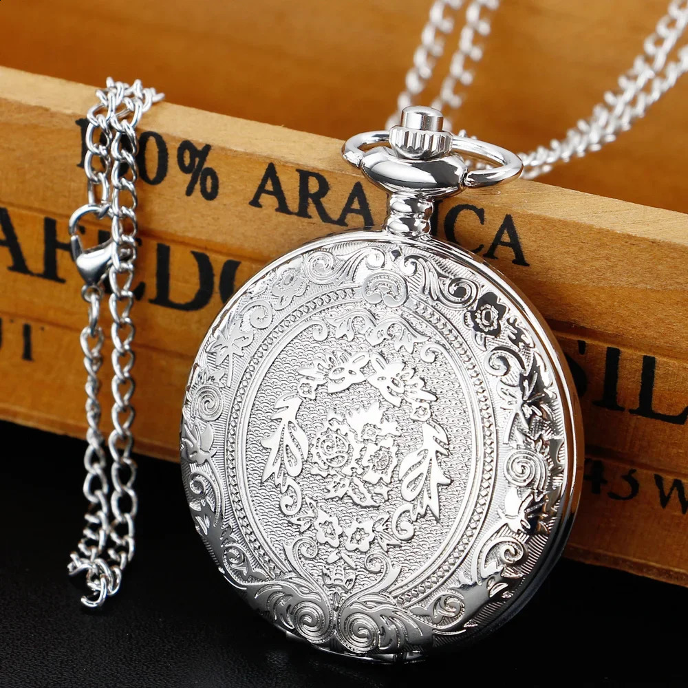 Retro Classic Silver Steampunk Pocket Watch Antique Vintage Quartz Chain Clock Pendant Jewelry Timepiece Gift for Women Men 260731 - view 3