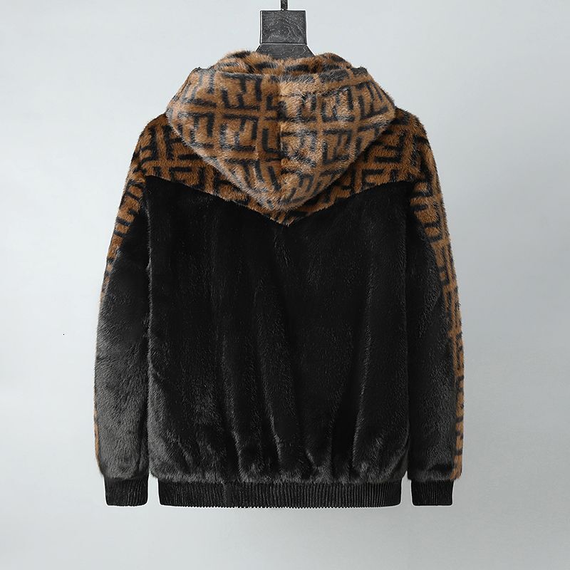 New Autumn/Winter Casual Fashion Zipper Collar Warm Hooded Faux Mink Fur Jacket For Men - view 6