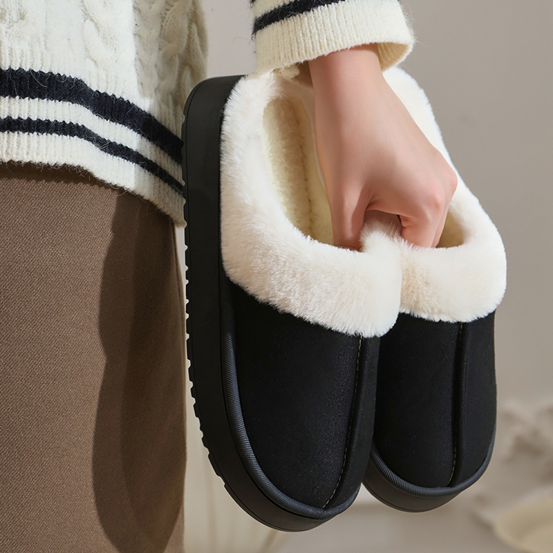 Hot selling new winter style home cotton slippers men and women indoor non-slip warm plush slippers large size 45 free shipping - view 3