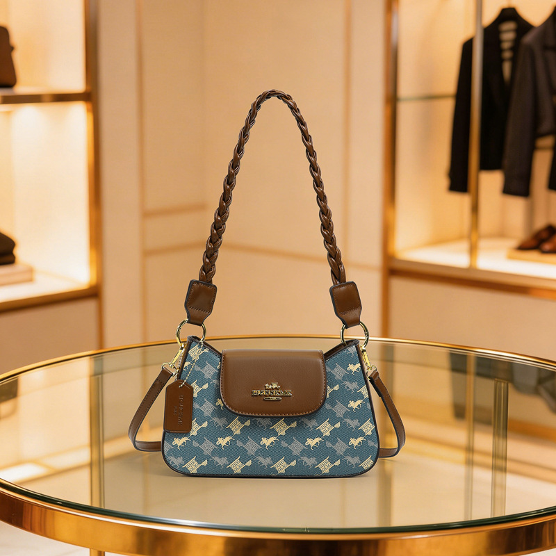 Luxury Designer I TGUCKMK Luxury 2026 Hot Classic Printed Retro Designer Underarm Temperament And Trendy Wove Strap Shoulder Bag For Women
