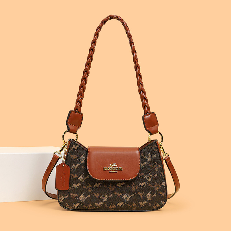 Luxury Designer I TGUCKMK Luxury 2026 Hot Classic Printed Retro Designer Underarm Temperament And Trendy Wove Strap Shoulder Bag For Women - view 4