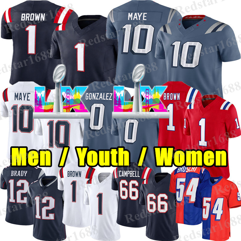 Patriotsjersey new england Football Jersey AJ Brown Drake Maye Tom Brady Christian Gonzalez Rhamondre Stevenson Campbell TreVeyon Henderson patriots