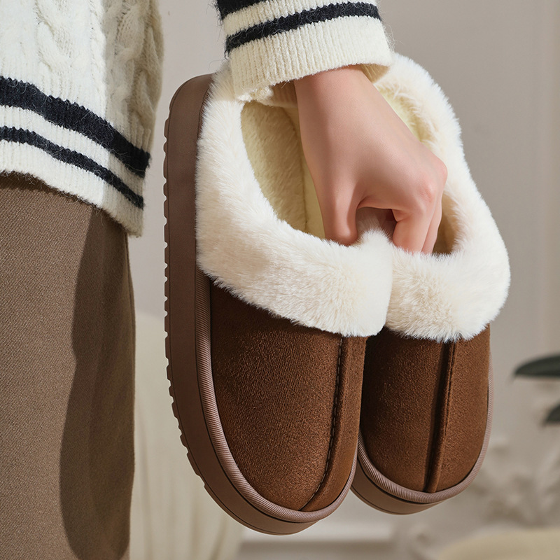 Hot selling new winter style home cotton slippers men and women indoor non-slip warm plush slippers large size 45 free shipping - view 5