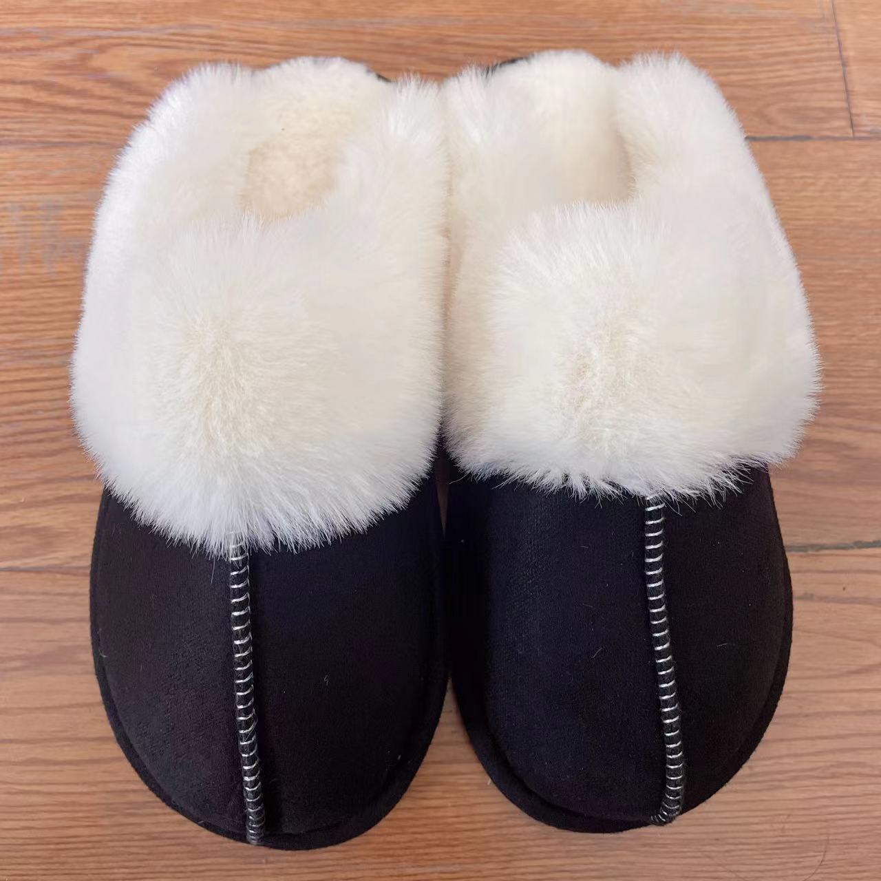 Women Men Winter New Suede Home Warm Slippers Plush Lined Closed Toe Indoor Non Slip Cotton Slippers - view 8
