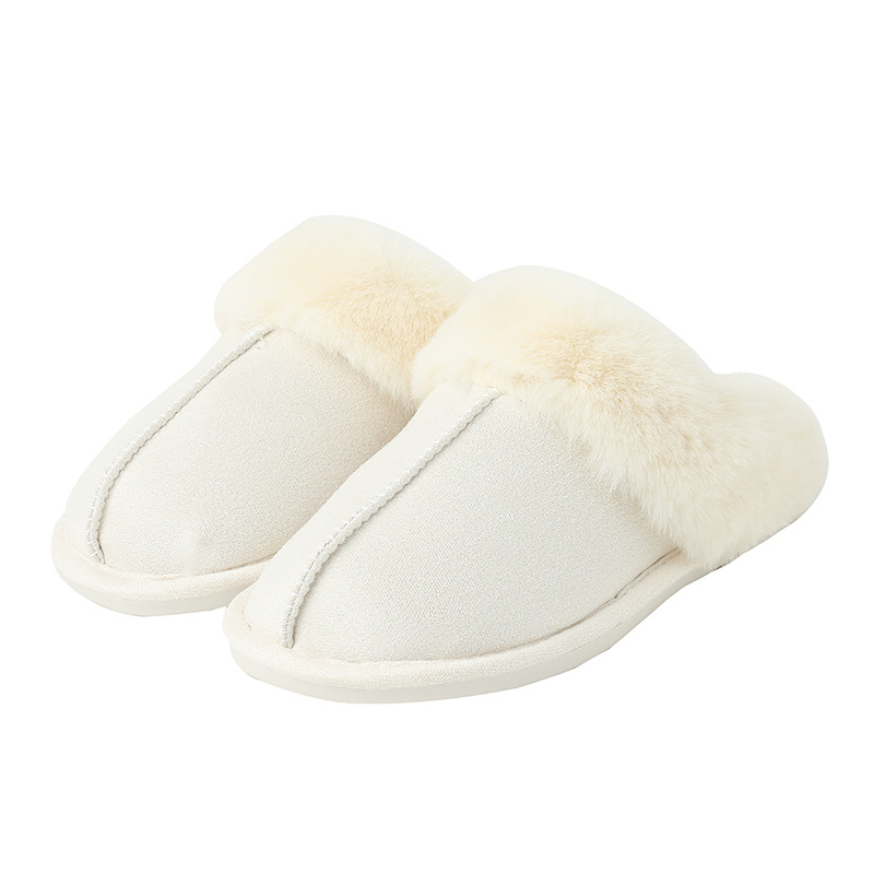 Women Men Winter New Suede Home Warm Slippers Plush Lined Closed Toe Indoor Non Slip Cotton Slippers - view 4