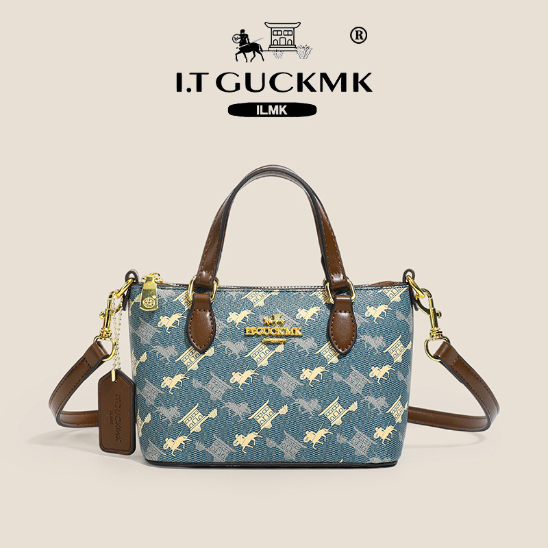 Luxury Designer I TGUCKMK Luxury 2026 New Classic Printed Retro Designer Shell Trendy Mini White Blue Coffee Shoulder Bag For Women - view 4