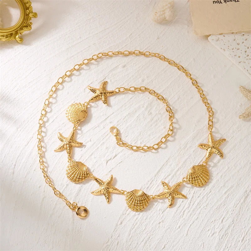 Boho Metal Starfish Shell Waist Chain for Women Summer Beach Sexy Pearl Beaded Belly Chain Bikini Party Vacation Jewelry260730 - view 3