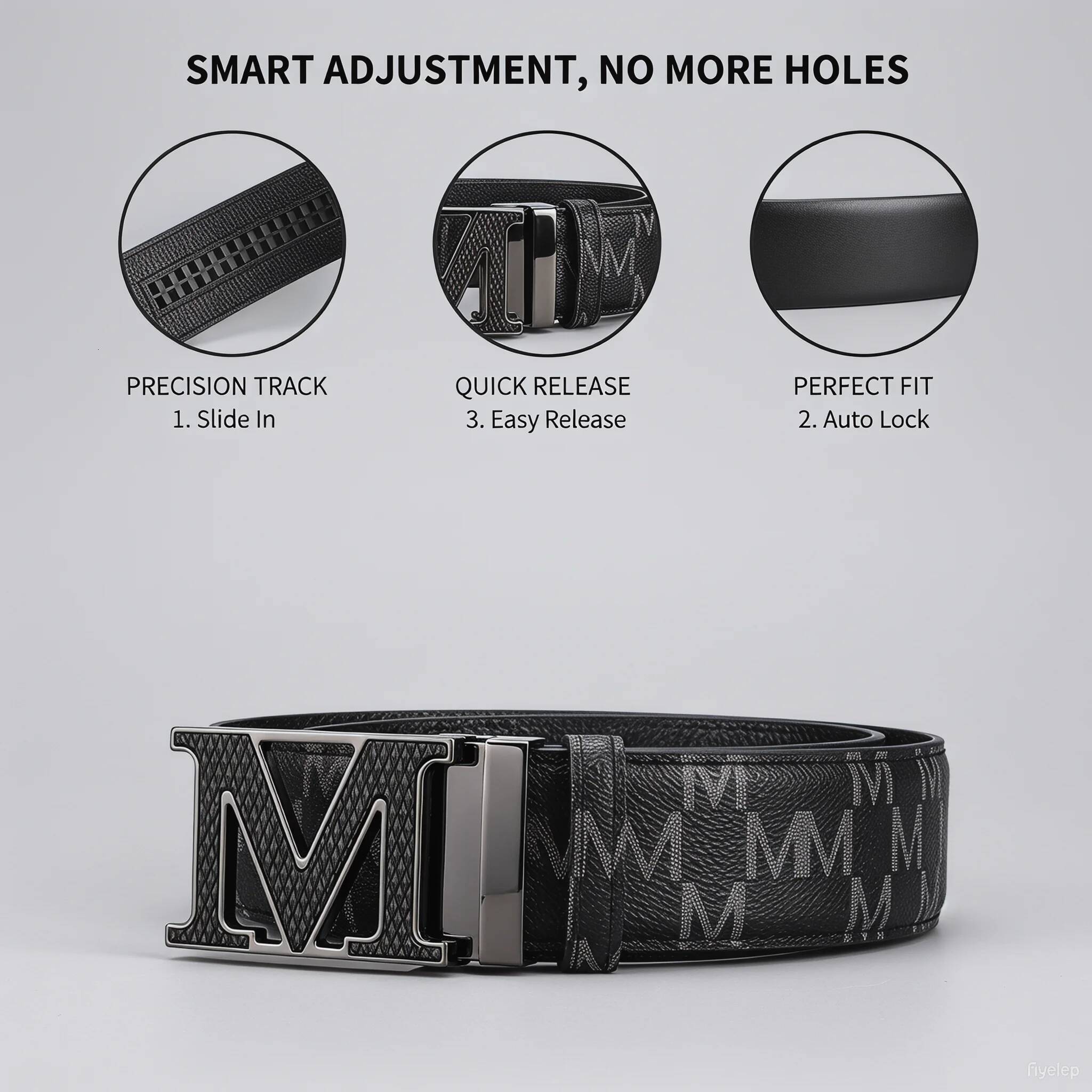 New Fashion M Men's Accessories High-Quality Alloy Automatic Buckle Letter Print Multifunctional Belt - view 6