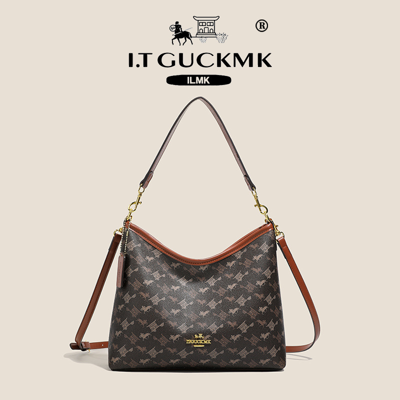 Luxury Designer I TGUCKMK Luxury 2026 Hot Classic Printed Fashion Designer Shoulder Retro Versatile Single Large Capacity White Blue Coffee Tote Bag F - view 7