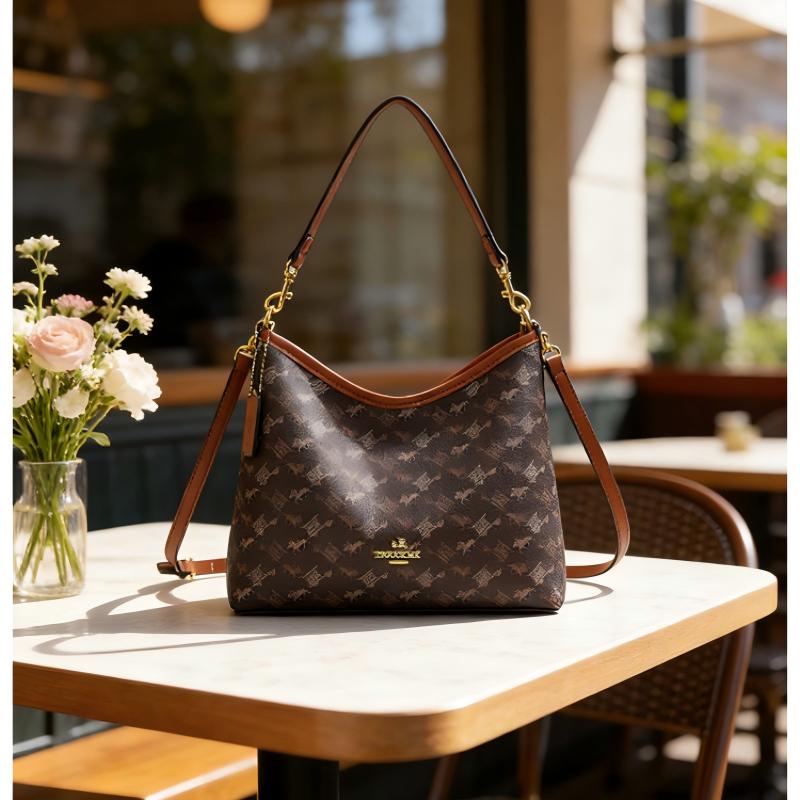 Luxury Designer I TGUCKMK Luxury 2026 Hot Classic Printed Fashion Designer Shoulder Retro Versatile Single Large Capacity White Blue Coffee Tote Bag F - view 4