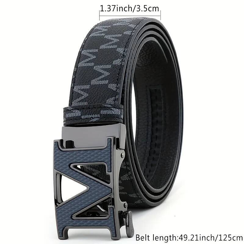 New Fashion M Men's Accessories High-Quality Alloy Automatic Buckle Letter Print Multifunctional Belt - view 3