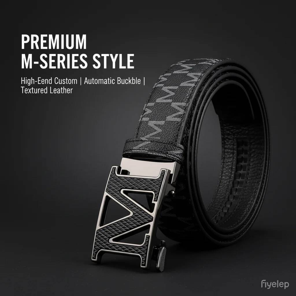 New Fashion M Men's Accessories High-Quality Alloy Automatic Buckle Letter Print Multifunctional Belt - view 4