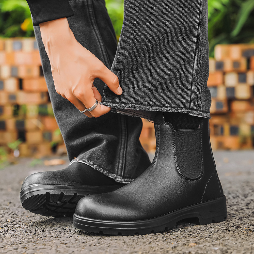 Designer Shoes Men Suede Ankle Boots Side Zipper Block Heel Fashion Outdoor Shoes - view 5