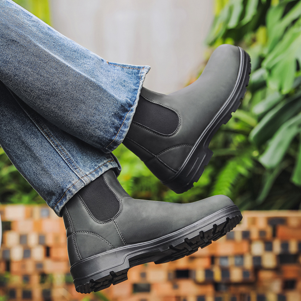 Designer Shoes Men Suede Ankle Boots Side Zipper Block Heel Fashion Outdoor Shoes - view 3