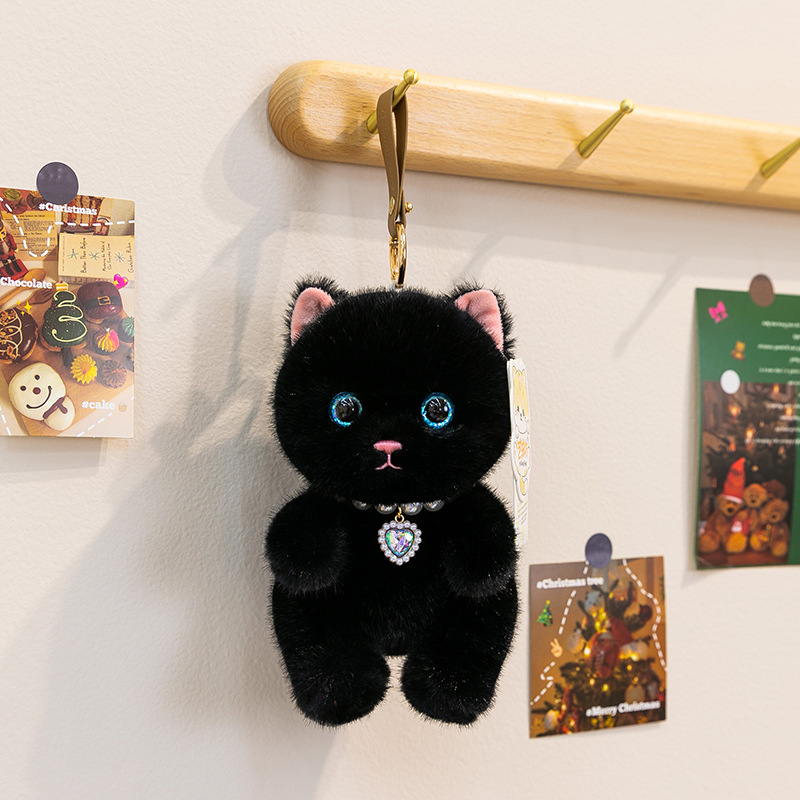 Cute Cat Plush Keychain Soft Stuffed Animal Kitten Doll Pendant Backpack Decor Key Ring Gift for Kids Friends - view 8