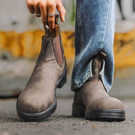 Designer Shoes Men Suede Ankle Boots Side Zipper Block Heel Fashion Outdoor Shoes - view 7