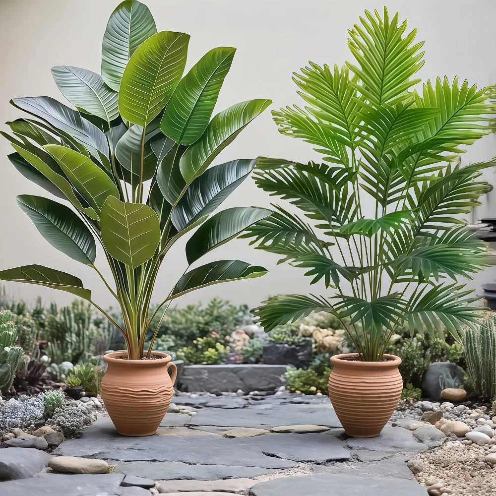 2PC Premium Large Faux Plants Artificial Palm and Banana Tree Set High Quality Realistic Leaves for Home Hotel Decoration Z260801 - view 5