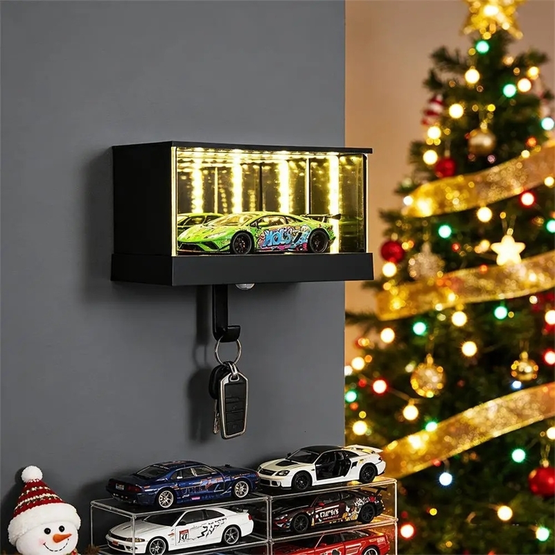 Infinity Garage Keychain With LED Light Car Model Display Key Holder Infinite Illusion Tunnel Effect Home Decor Christmas Gift 260630BJ