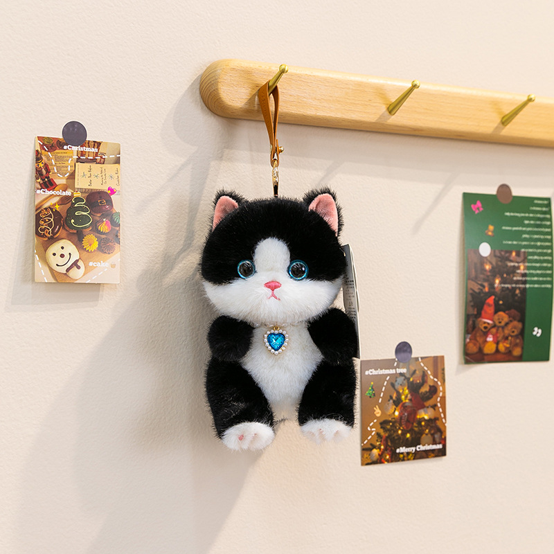 Cute Cat Plush Keychain Soft Stuffed Animal Kitten Doll Pendant Backpack Decor Key Ring Gift for Kids Friends - view 6