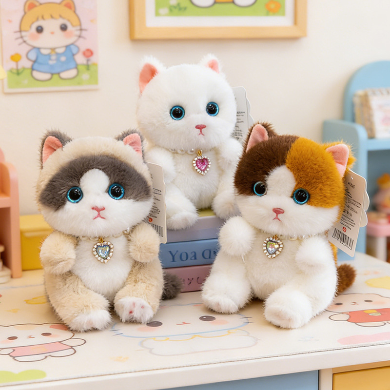 Cute Cat Plush Keychain Soft Stuffed Animal Kitten Doll Pendant Backpack Decor Key Ring Gift for Kids Friends - view 4