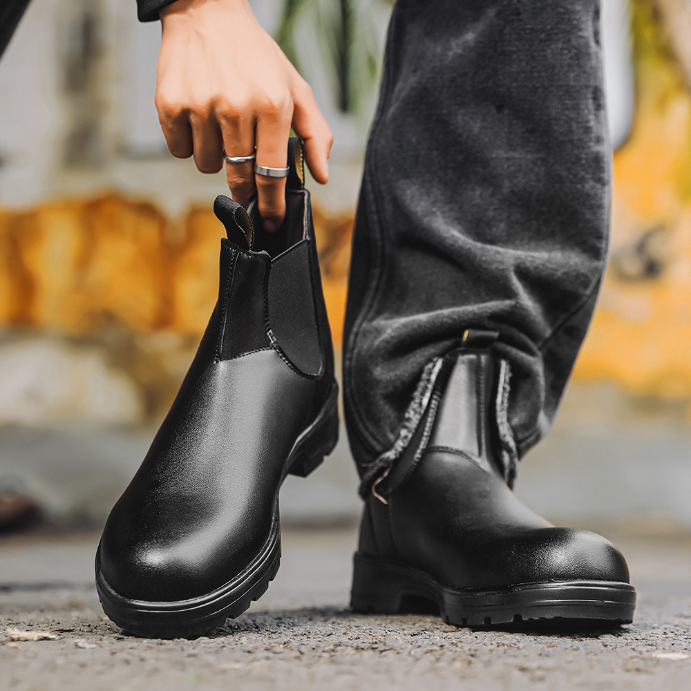 Designer Shoes Men Suede Ankle Boots Side Zipper Block Heel Fashion Outdoor Shoes - view 6