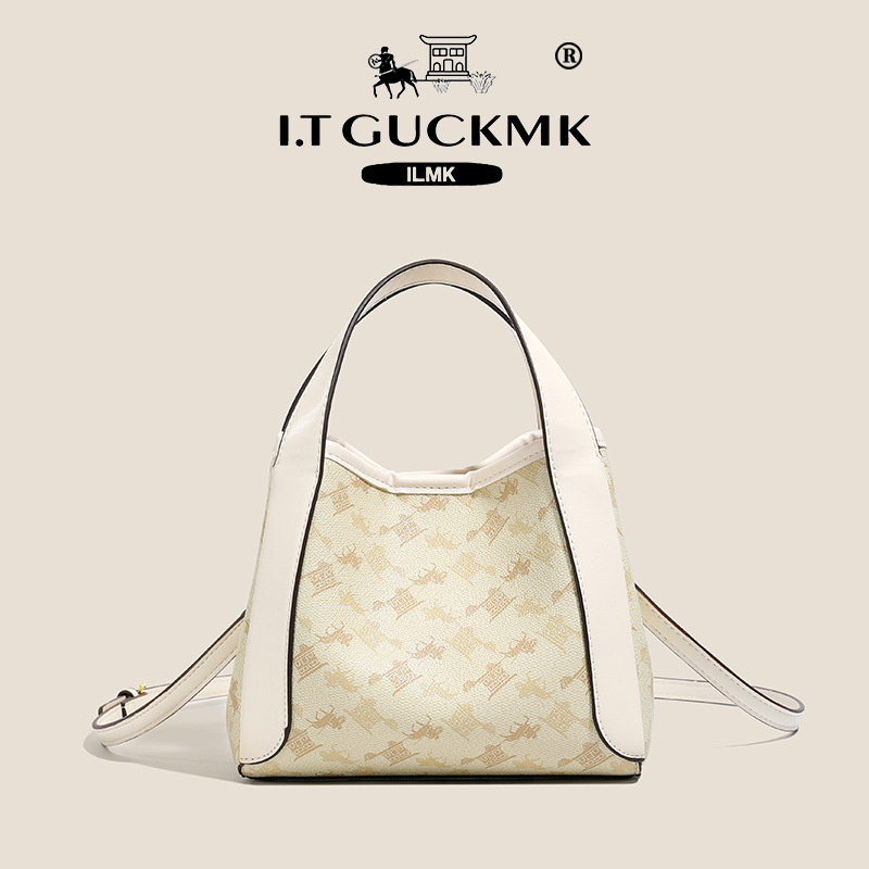 Luxury Designer I TGUCKMK Luxury 2026 New Fashion Printed Designer Bucket Retro Versatile Trend Classic Shoulder Bag For Women - view 4