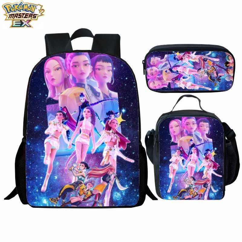 Nuovo Set Di Tre Pezzi Di Borsa Da Scuola Kpop Huntrix Stampata Zaino Per Studenti Huntrix Kpop L260803RTW0-image