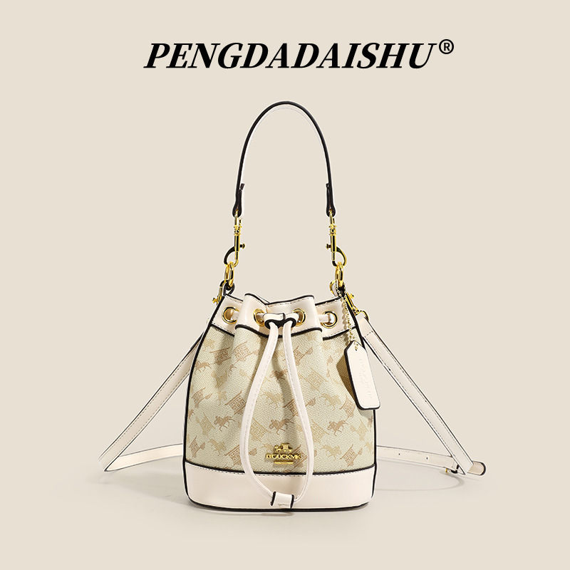 Luxury Designer I TGUCKMK Luxury 2026 New Fashion Printed Designer Bucket Retro Versatile Single Trend Shoulder Bag For Women - view 3