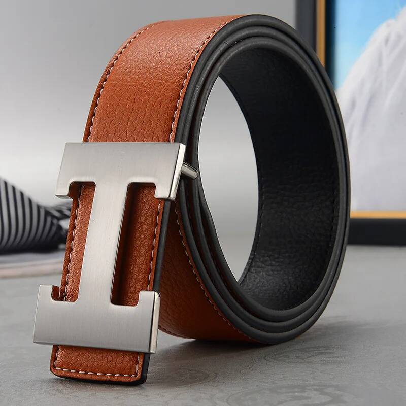2026 New Casual Men's High Quality Designer PU Belt Metal Smooth Buckle Fashion Style J260804 - view 5