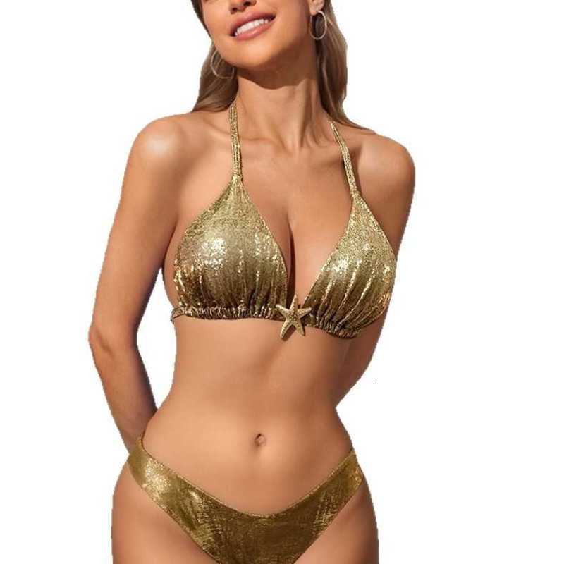Women's Swimwear 2026 New Gold-Embossed Halter Neck Bikini Sexy Two-Piece Swimsuit with Starfish Decoration for Women's Beach Vacation Swimw - view 6