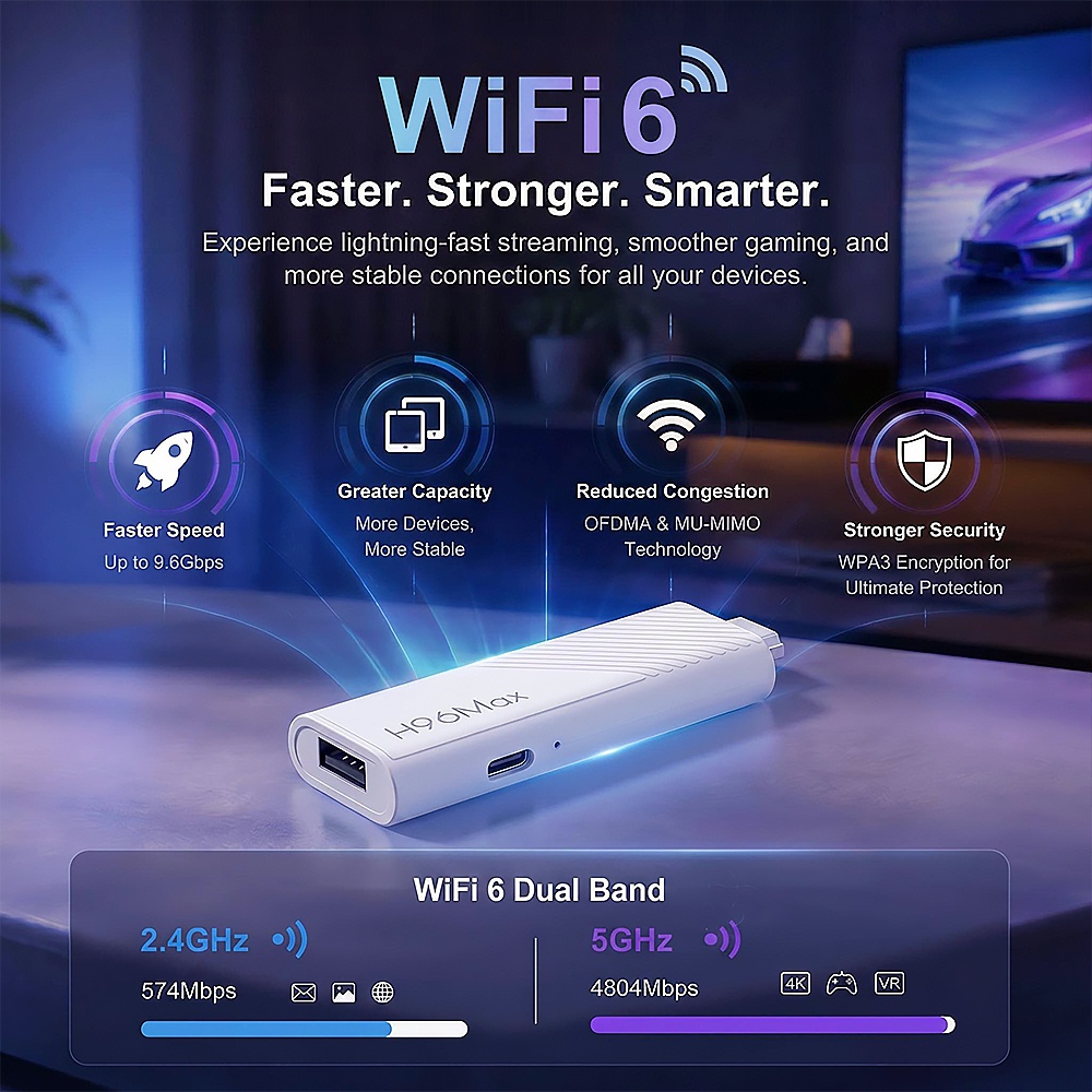 New H96 MAX 3518D Android TV Stick 4K Ultra HD WiFi6 BT Rockchip RK3518 Quad Core 2gb Ram 8gb 16gb Rom For Home Theater - view 7