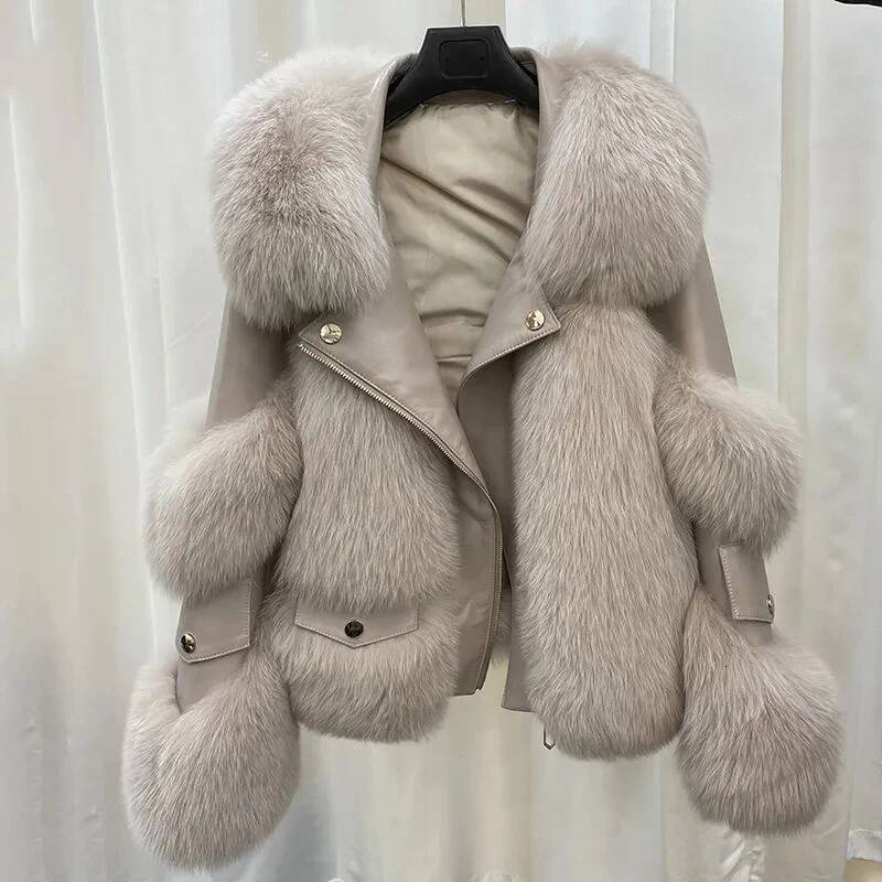 2026 Winter New Imitation Fox Designer Fashion Fur Short Young Coat Fashion Temperament Motorcycle Style Fur Coats Warm Female Parkas - view 5