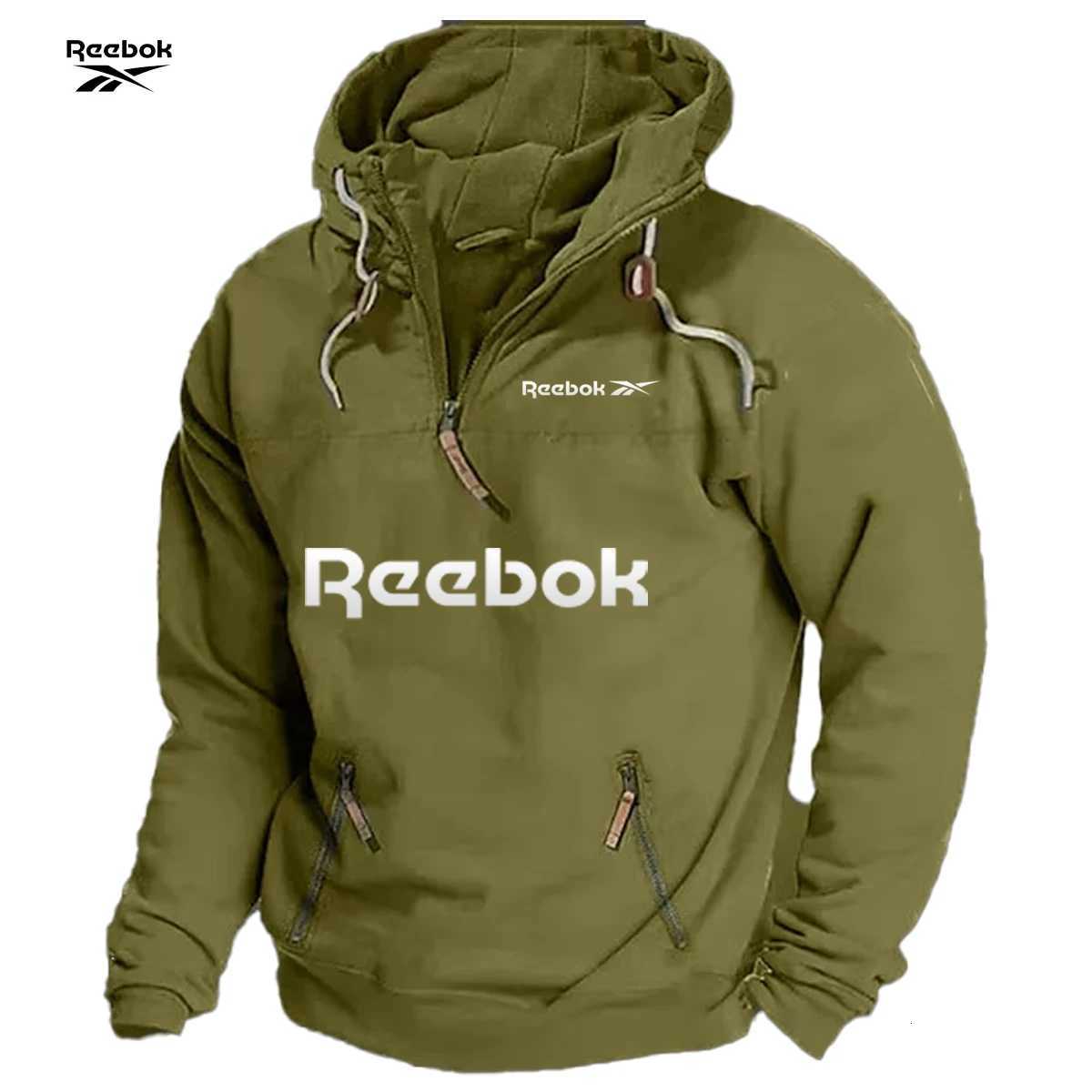 Sweatshirt Reebok Men's Spring/Autumn Hooded Retro Sports Style Loose Casual Top Solid Color with Multiple Zippers Design L260803 - view 3