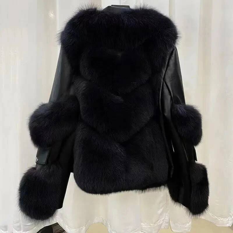 2026 Winter New Imitation Fox Designer Fashion Fur Short Young Coat Fashion Temperament Motorcycle Style Fur Coats Warm Female Parkas - view 7