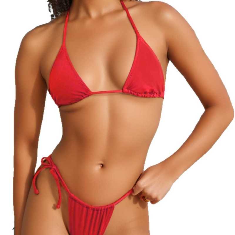 Women's Swimwear 2026 New Solid Color Bikini Swimwear Sexy Triangle Two-Piece Swimsuit - view 6