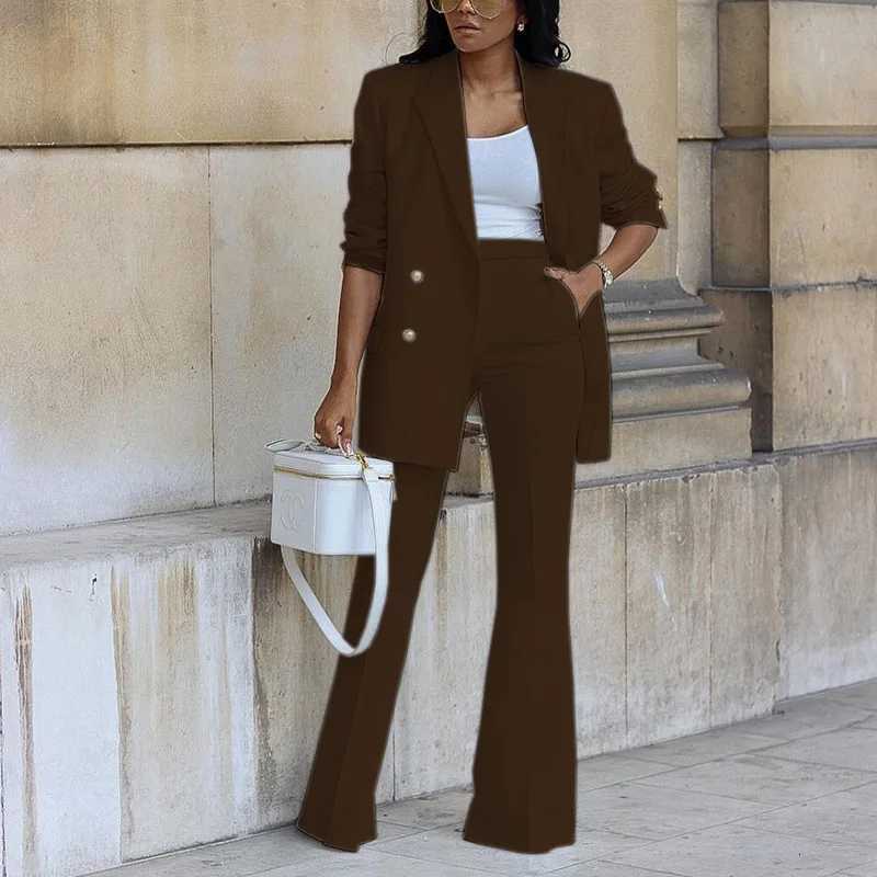2023 Women's Clothing Autumn New Solid Color Casual Suit Wide-leg Pants Suit Two-piece Suit Ensemble Femme 2 Pices tT260803 - view 4
