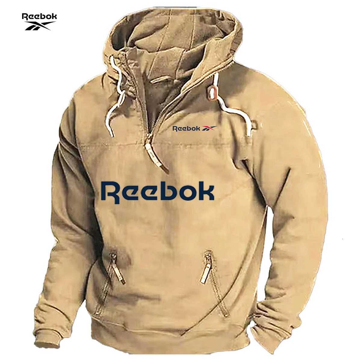 Sweatshirt Reebok Men's Spring/Autumn Hooded Retro Sports Style Loose Casual Top Solid Color with Multiple Zippers Design L260803 - view 4