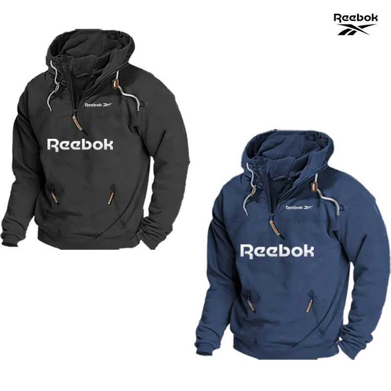 Sweatshirt Reebok Men's Spring/Autumn Hooded Retro Sports Style Loose Casual Top Solid Color with Multiple Zippers Design L260803 - view 7
